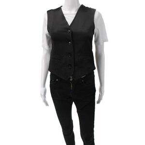 CO Women Basic Jacket Vest Black V-Neck Sleeveless Size XS
